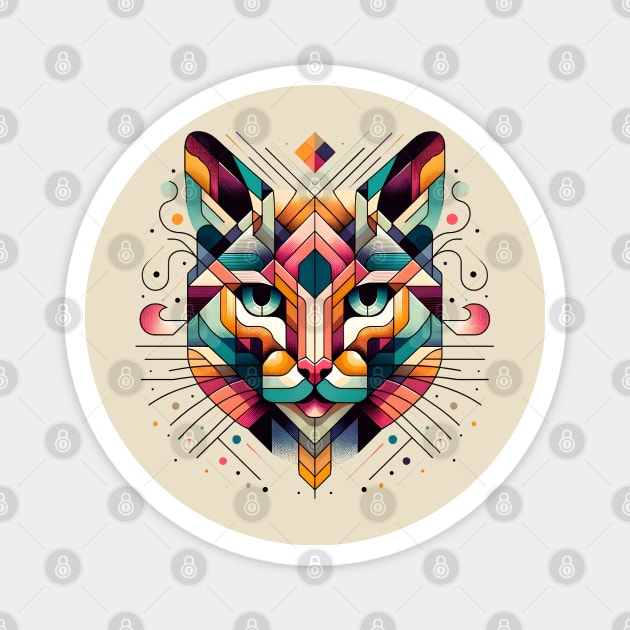 Faceted Feline - Geometric Cat Magnet by The Tee Bizarre